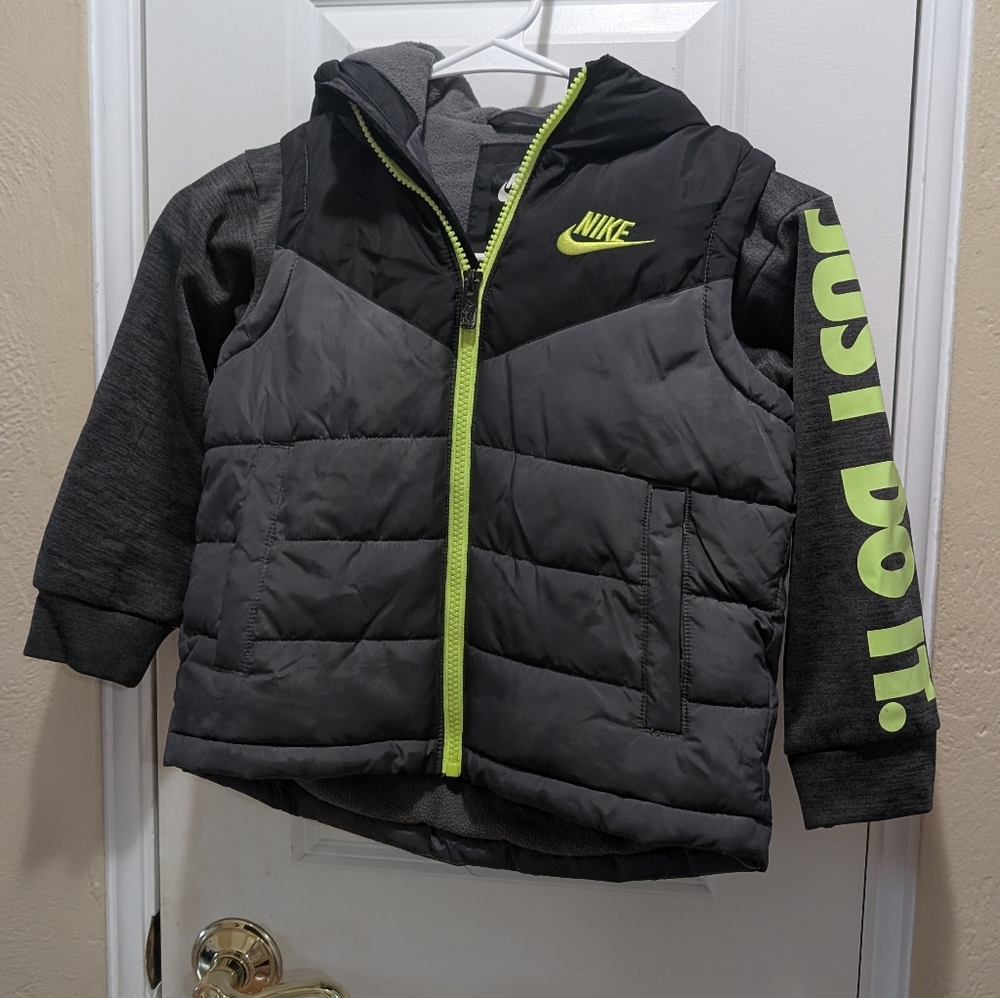 Nike Black and Gray Jacket with Neon Green Highlights
